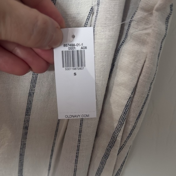 NWT Old Navy Women's White Striped suite linens wide leg oversized size small - Picture 3 of 9